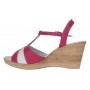 Sandale dama din piele naturala fucsia alb cu platforma tip pana Roselia